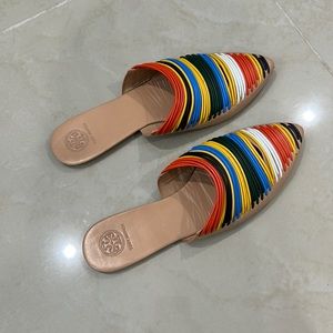 Tory Burch Sienna Pointed Toe Mules in Rainbow Leather
